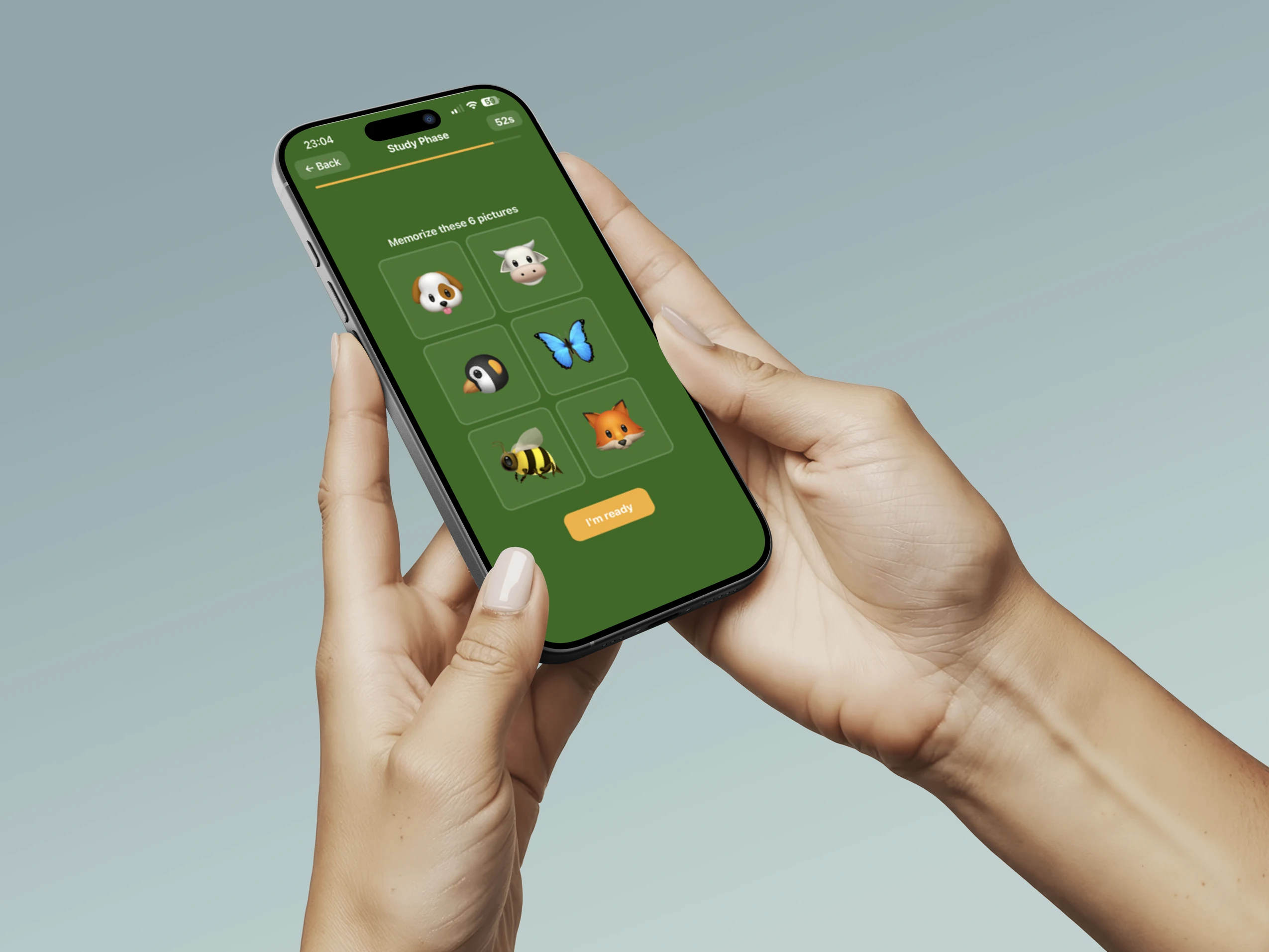 Phone showing a memory game