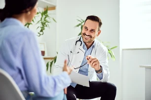 Clinician with a patient