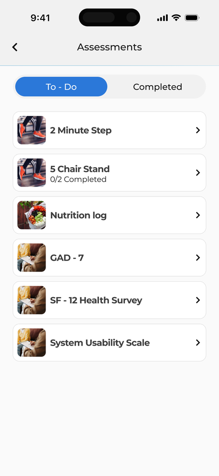 Ameya app assessments screen